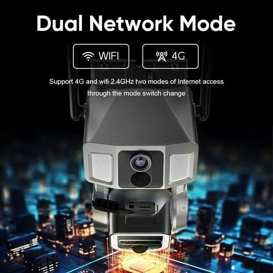 4G+WiFi Dual Network Solar Powered Security Camera 10X Zoom 2K PTZ CCTV Video Surveillance Camera