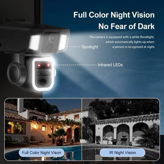 4G+WiFi Dual Network Solar Powered Security Camera 10X Zoom 2K PTZ CCTV Video Surveillance Camera