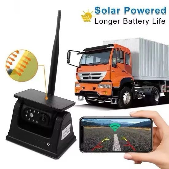 Magnetic Solar Wireless 5g WiFi Rear View Backup Camera APP Kit Magnetic Base Solar Power and Built-in Battery for RV Car Truck