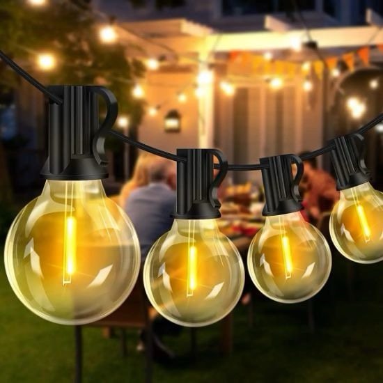 25FT Globe Garden Light Strand Commercial Garden Strand LED Bulbs G40 Solar Wedding Party Holiday String Lights Outdoor