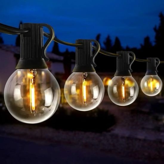 25FT Globe Garden Light Strand Commercial Garden Strand LED Bulbs G40 Solar Wedding Party Holiday String Lights Outdoor