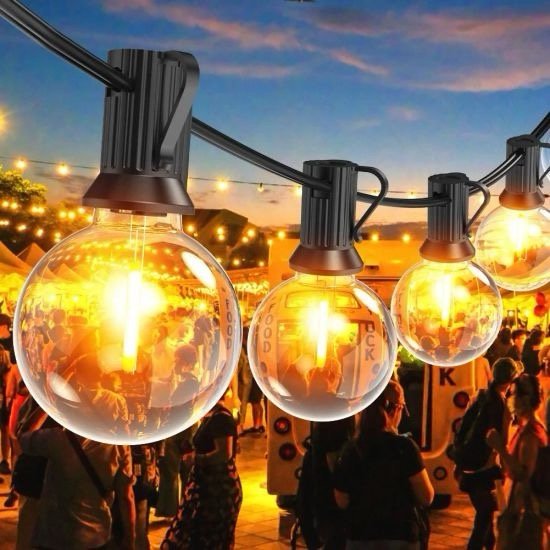 25FT Globe Garden Light Strand Commercial Garden Strand LED Bulbs G40 Solar Wedding Party Holiday String Lights Outdoor