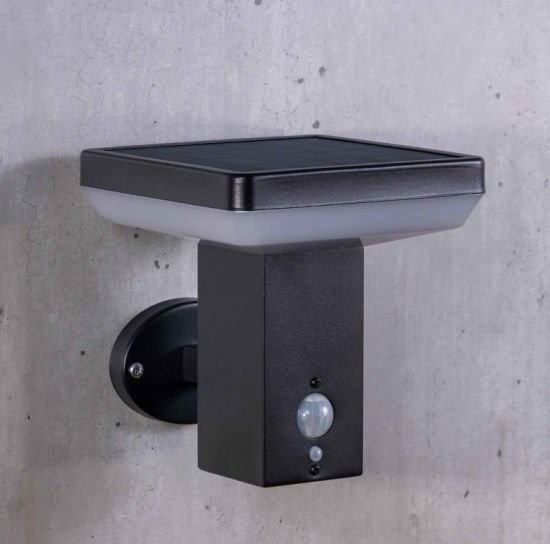 Modern Stainless Steel Square PC Shade IP54 Garden Outdoor Solar Wall Light LED Motion Sensor