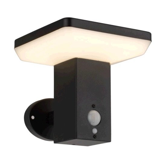 Modern Stainless Steel Square PC Shade IP54 Garden Outdoor Solar Wall Light LED Motion Sensor