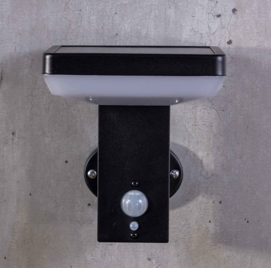 Modern Stainless Steel Square PC Shade IP54 Garden Outdoor Solar Wall Light LED Motion Sensor