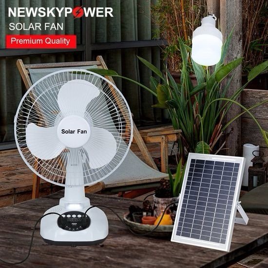 Portable 12inch DC/AC USB Rechargeable Solar Fan Bluetooth Music LED Light Bulb Home Desk Camping Fan