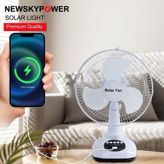 Portable 12inch DC/AC USB Rechargeable Solar Fan Bluetooth Music LED Light Bulb Home Desk Camping Fan