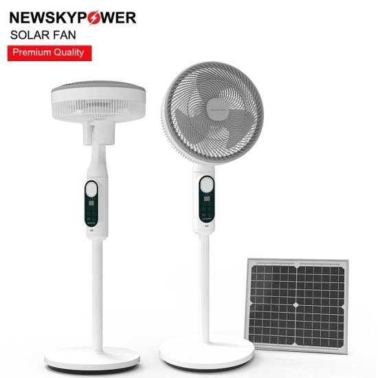 12 14 16 18 Inch DC Rechargeable Electric Power Stand Air Circulation Solar Fan with Panel Lithium Battery Light for Home Camping