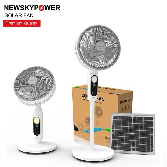 12 14 16 18 Inch DC Rechargeable Electric Power Stand Air Circulation Solar Fan with Panel Lithium Battery Light for Home Camping