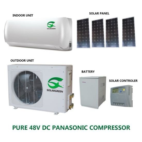 China Manufacturer 48V DC 100% off Grid Solar Air Conditioner with 48V DC Compressor & Motor