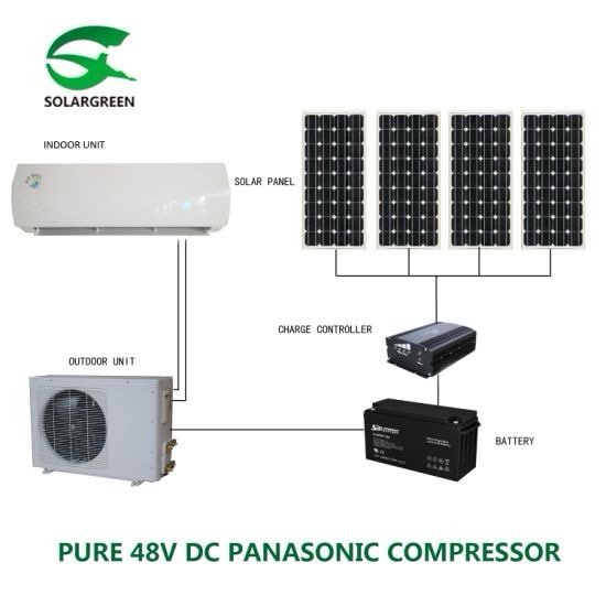 China Manufacturer 48V DC 100% off Grid Solar Air Conditioner with 48V DC Compressor & Motor