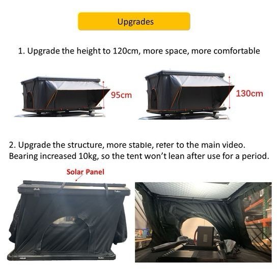 Remaco Vehicle off Road Auto Hardshell 211*131*130cm Aluminum Roof Top Tent with Solar Panel